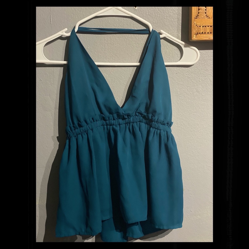 Deep V peplum blouse